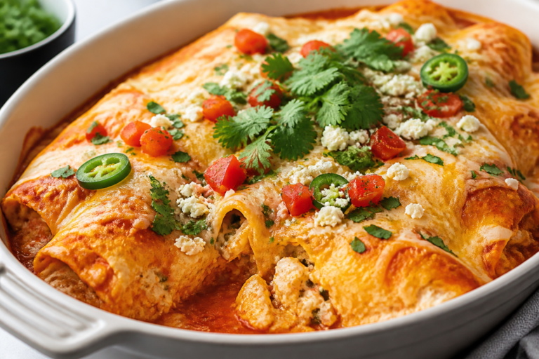 Cottage Cheese Chicken Enchilada Bake – Creamy, Cozy, and Weeknight-Friendly