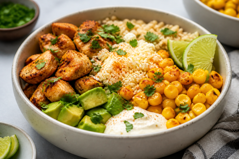 High Protein Street Corn Chicken Bowls – Flavor-Packed, Meal-Prep Friendly