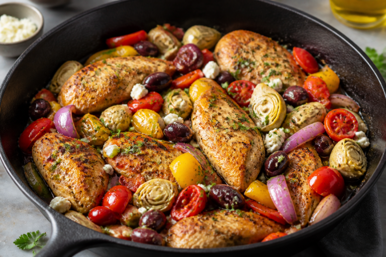 High Protein Mediterranean Chicken Skillet – One-Pan, Fresh, and Satisfying