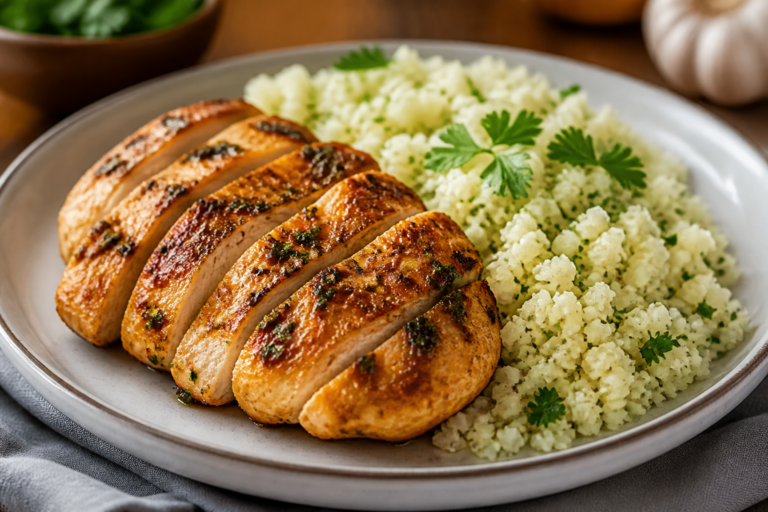 Garlic Herb Chicken & Cauliflower Rice – A Bright, Flavorful Weeknight Dinner