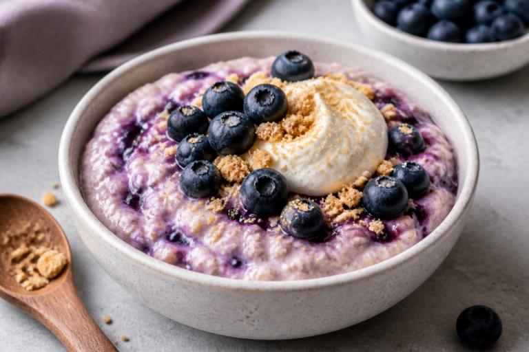 High Protein Blueberry Cheesecake Oats – A Creamy, Satisfying Breakfast