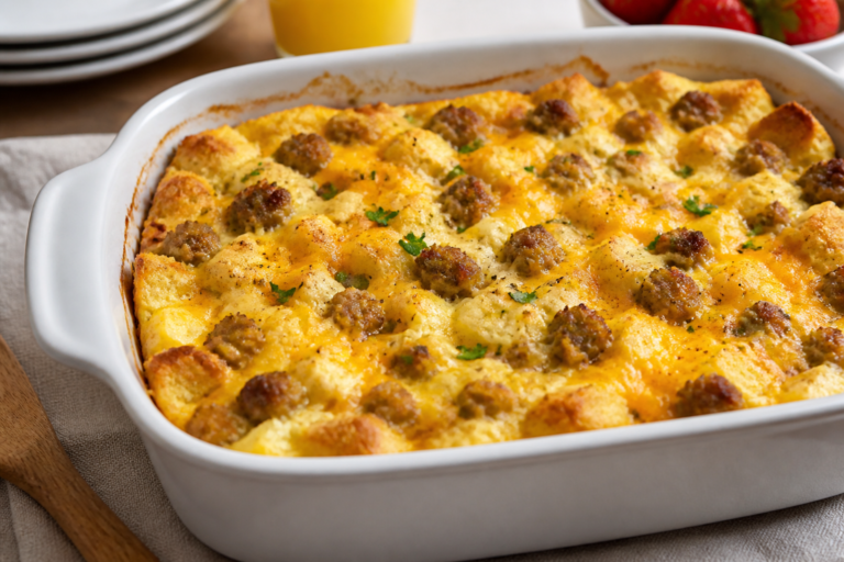 Easy Sausage & Egg Breakfast Casserole – A Cozy Make-Ahead Morning Favorite