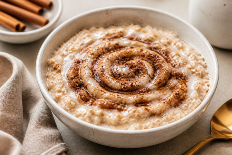 High Protein Cinnamon Roll Oatmeal – Cozy Flavor With a Satisfying Boost