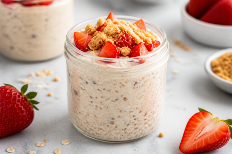 Protein Strawberry Cheesecake Overnight Oats – A Creamy, High-Protein Make-Ahead Breakfast