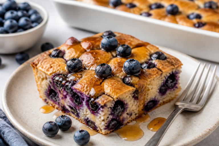 High Protein Blueberry Pancake Bake – Easy, Wholesome, and Meal-Prep Friendly