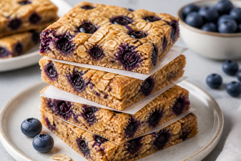 High Protein Breakfast Blueberry Oat Bars – Easy, Hearty, and Make-Ahead