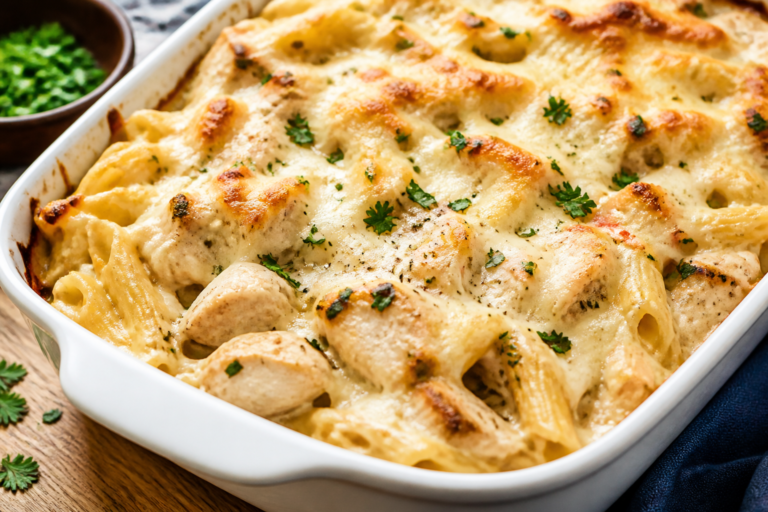 High Protein Chicken Alfredo Casserole – Creamy, Comforting, and Satisfying