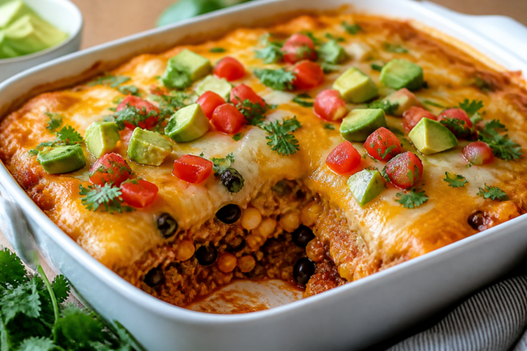 Ground Turkey Enchilada Casserole – A Cozy, Crowd-Pleasing Weeknight Bake