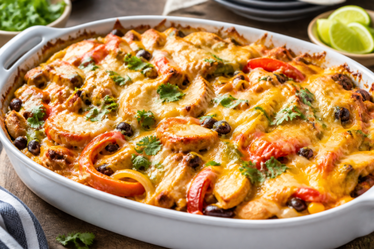 Loaded Chicken Fajita Casserole – A Cozy, Crowd-Pleasing Weeknight Dinner