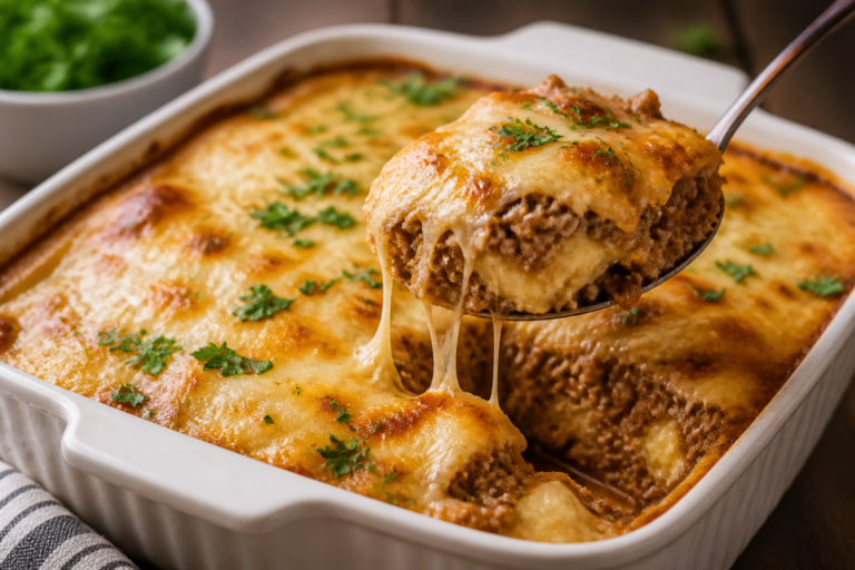 Cheesy Ground Beef Protein Casserole – Comforting, Hearty, and Satisfying