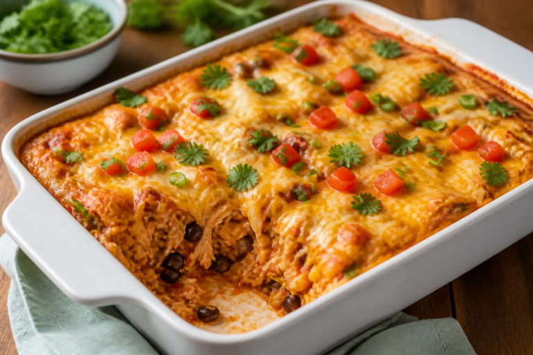 Chicken Enchilada Protein Casserole – A Hearty, High-Protein Weeknight Favorite