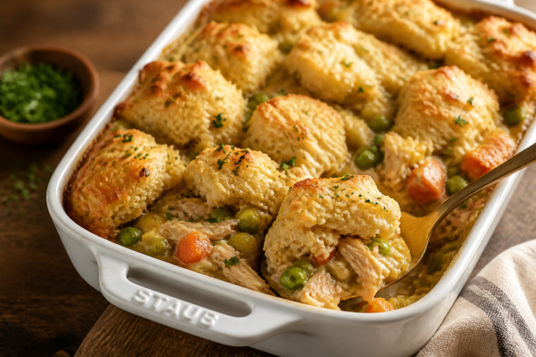 High Protein Chicken Pot Pie Casserole – Comfort Food With a Nutritious Boost