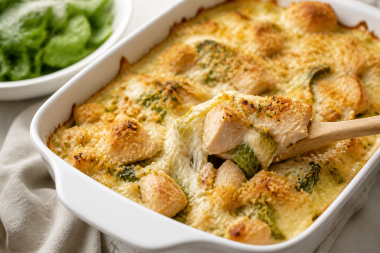 Chicken Caesar Protein Casserole – A Comforting, High-Protein Bake