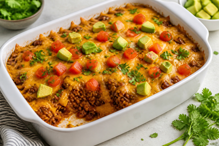 Ground Beef Taco Protein Casserole – A Hearty, High-Protein Weeknight Favorite