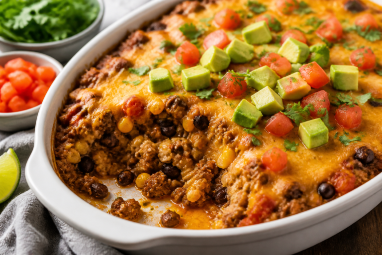 High Protein Ground Beef Taco Casserole – A Filling, Weeknight-Friendly Favorite