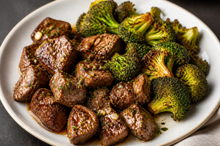 Garlic Butter Steak Bites & Crispy Broccoli – Fast, Flavorful, and Satisfying