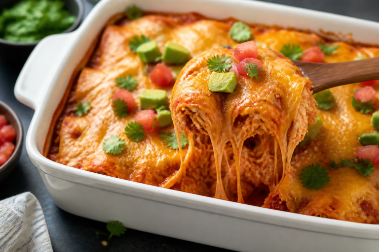 High Protein Chicken Enchilada Bake – Easy, Satisfying, and Weeknight-Friendly