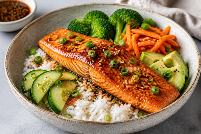 Honey Garlic Salmon Protein Bowls – Fast, Flavorful, and Satisfying