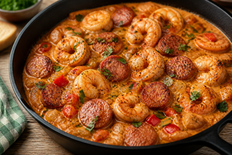 Creamy Cajun Shrimp & Sausage Skillet – Weeknight Comfort With a Kick