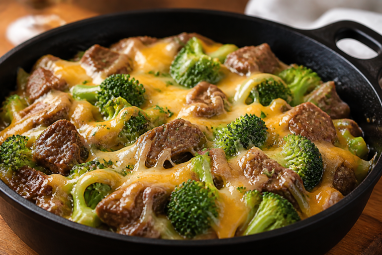 Cheesy Beef & Broccoli Skillet – A Cozy, One-Pan Favorite
