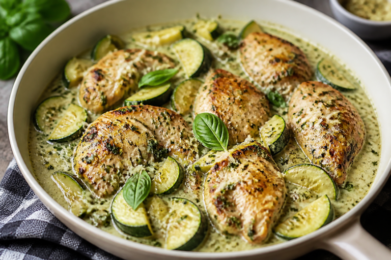 Creamy Pesto Chicken & Zucchini – A Weeknight Skillet Favorite