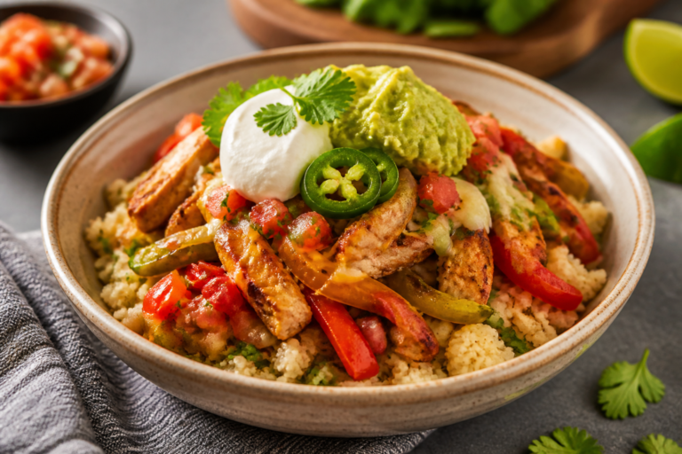 Loaded Chicken Fajita Cauliflower Rice Bowls – Bright, Flavorful, and Weeknight-Easy