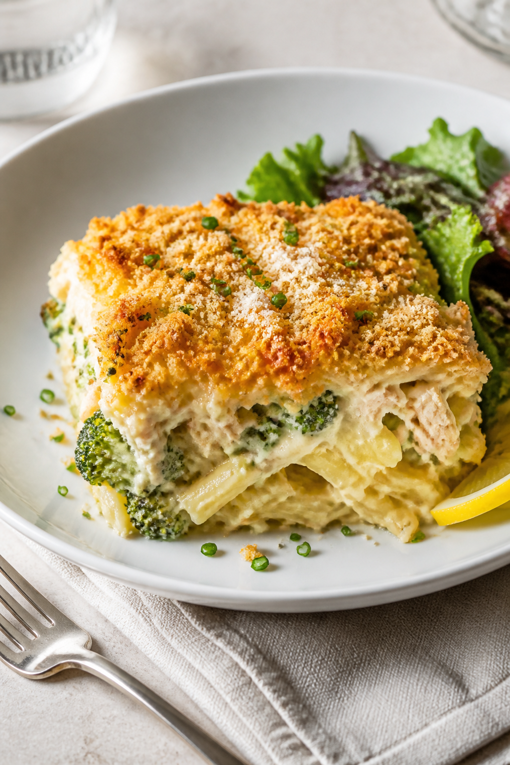 Final plated dish: Restaurant-quality presentation of a generous square of Million Dollar High Prote