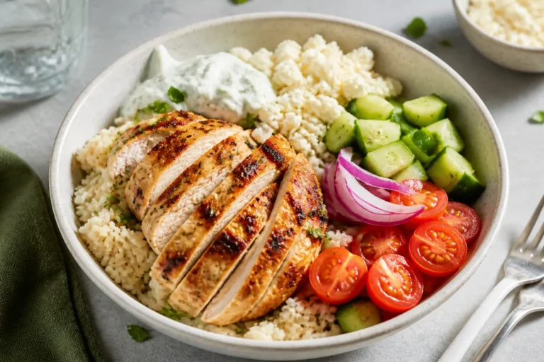 Low Calorie Greek Chicken Rice Bowls – Bright, Fresh, and Satisfying