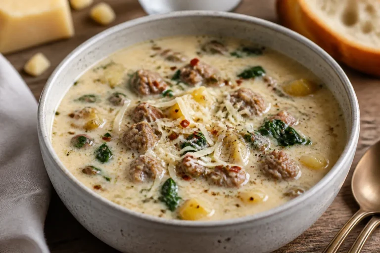 Creamy Parmesan Sausage Soup – Cozy, Savory, and Satisfying