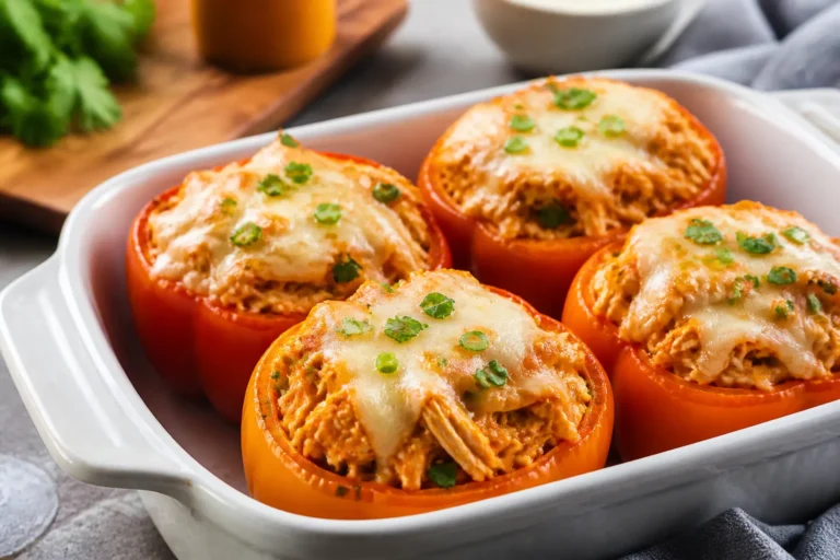 Buffalo Rotisserie Chicken Stuffed Peppers – Easy, Bold, and Comforting
