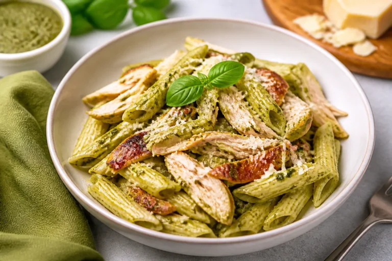 High Protein Rotisserie Chicken Pesto Pasta – Fast, Flavorful, and Satisfying