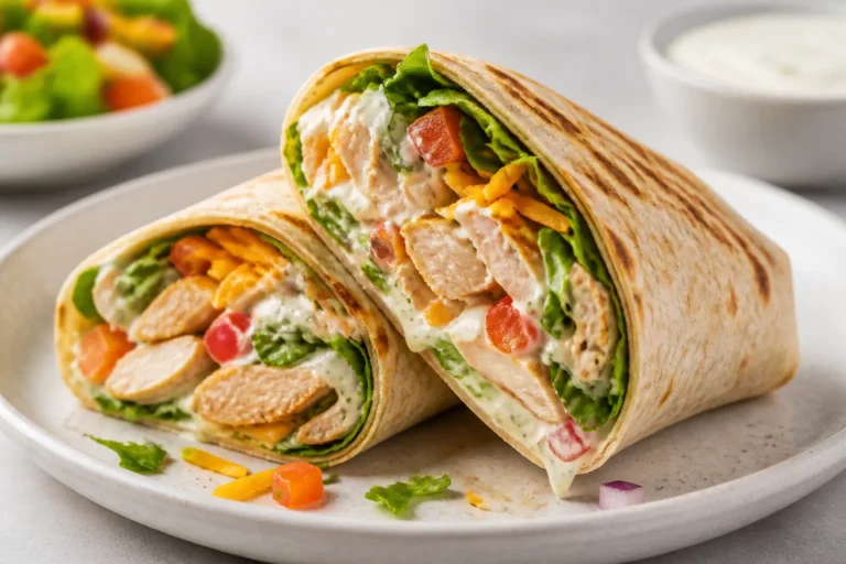 High Protein Rotisserie Chicken Ranch Wraps – Fast, Fresh, and Satisfying