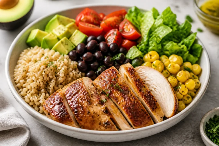High Protein Rotisserie Chicken Brown Rice Bowls – Easy, Satisfying, and Meal-Prep Friendly