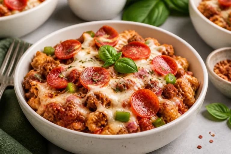 Ground Chicken Pizza Bowls – A Cozy, Low-Carb Take on a Favorite