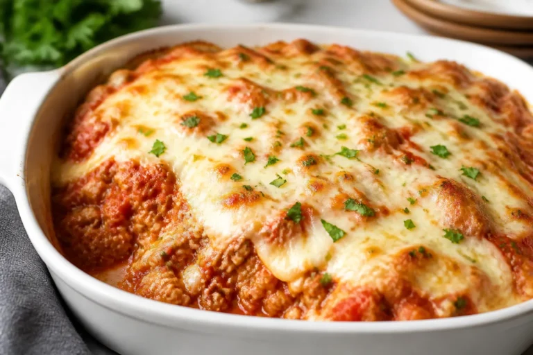 Ground Chicken Mozzarella Bake – Comforting, Cheesy, and Easy