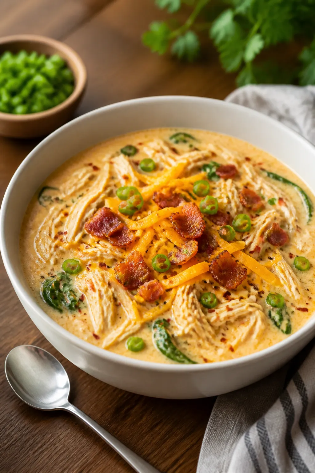 Final plated bowl beauty: A cozy, restaurant-quality presentation of Creamy Low Carb Crack Chicken S
